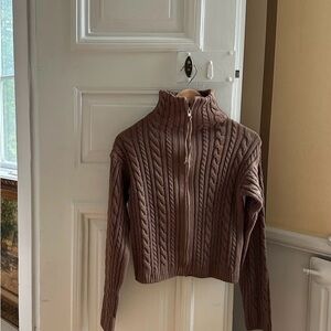 Djerf Avenue Chocolate Cable Knit Women's Cardigan